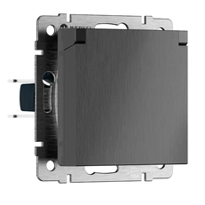 Изображение Розетка влагозащищенный с заземлением с крышкой и шторками N (графит рифленый) W1171204