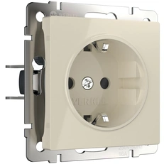 Изображение Розетка с заземлением и шторками (слоновая кость) W1171103